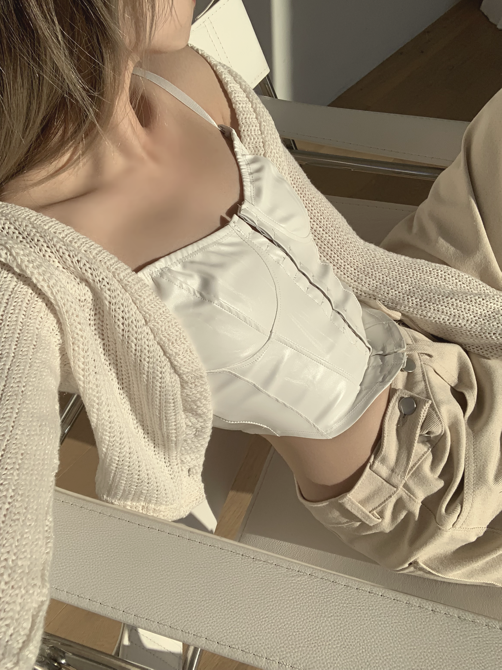 Ronnie net cropped cardigan (ivory)