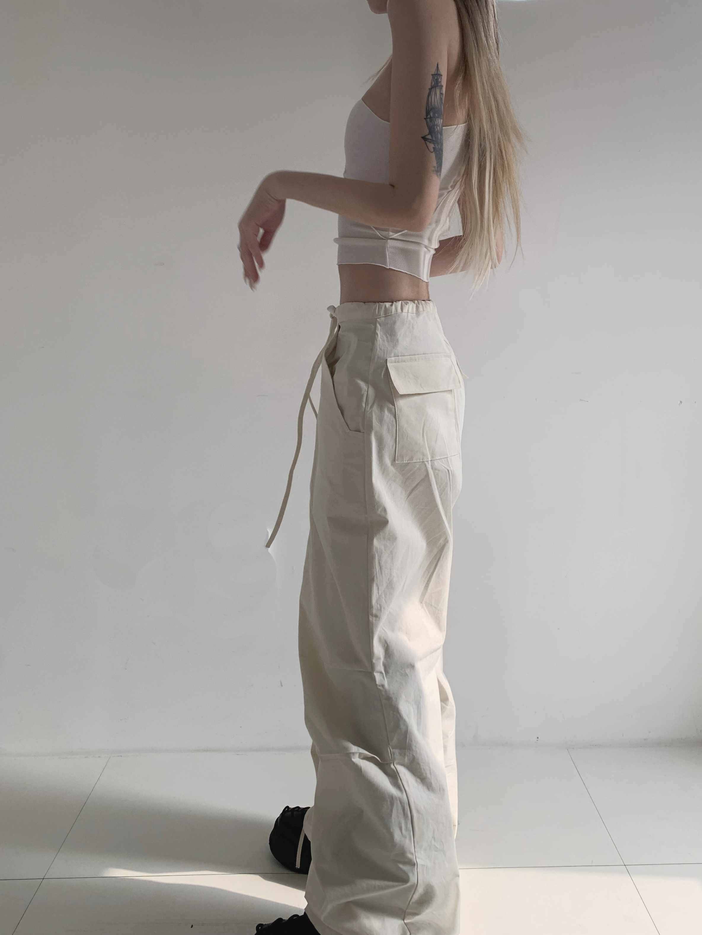 Siori String Two-Way Wide Pants ( ivory )