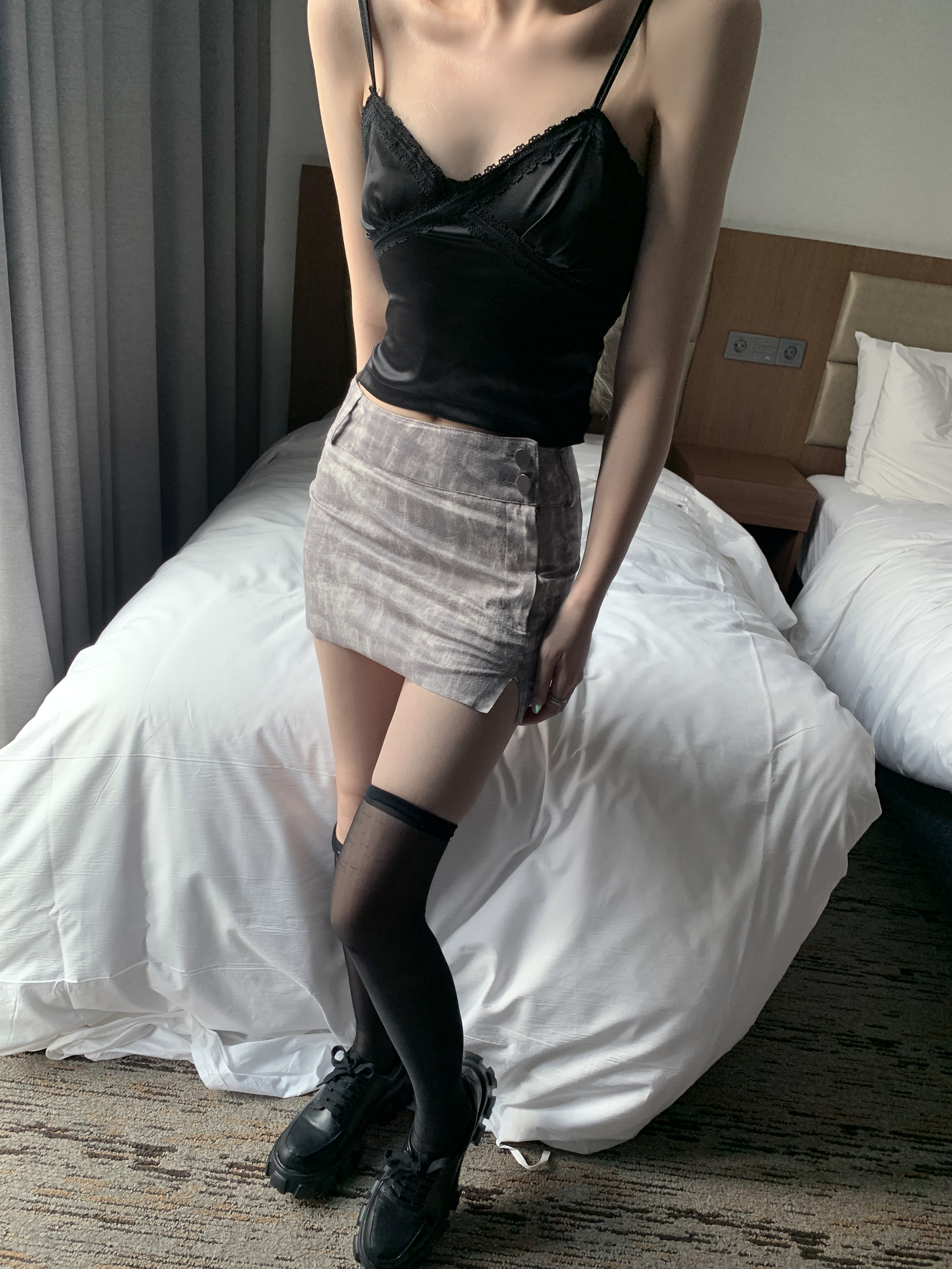 Irina tiedye low-waist skirt (gray)