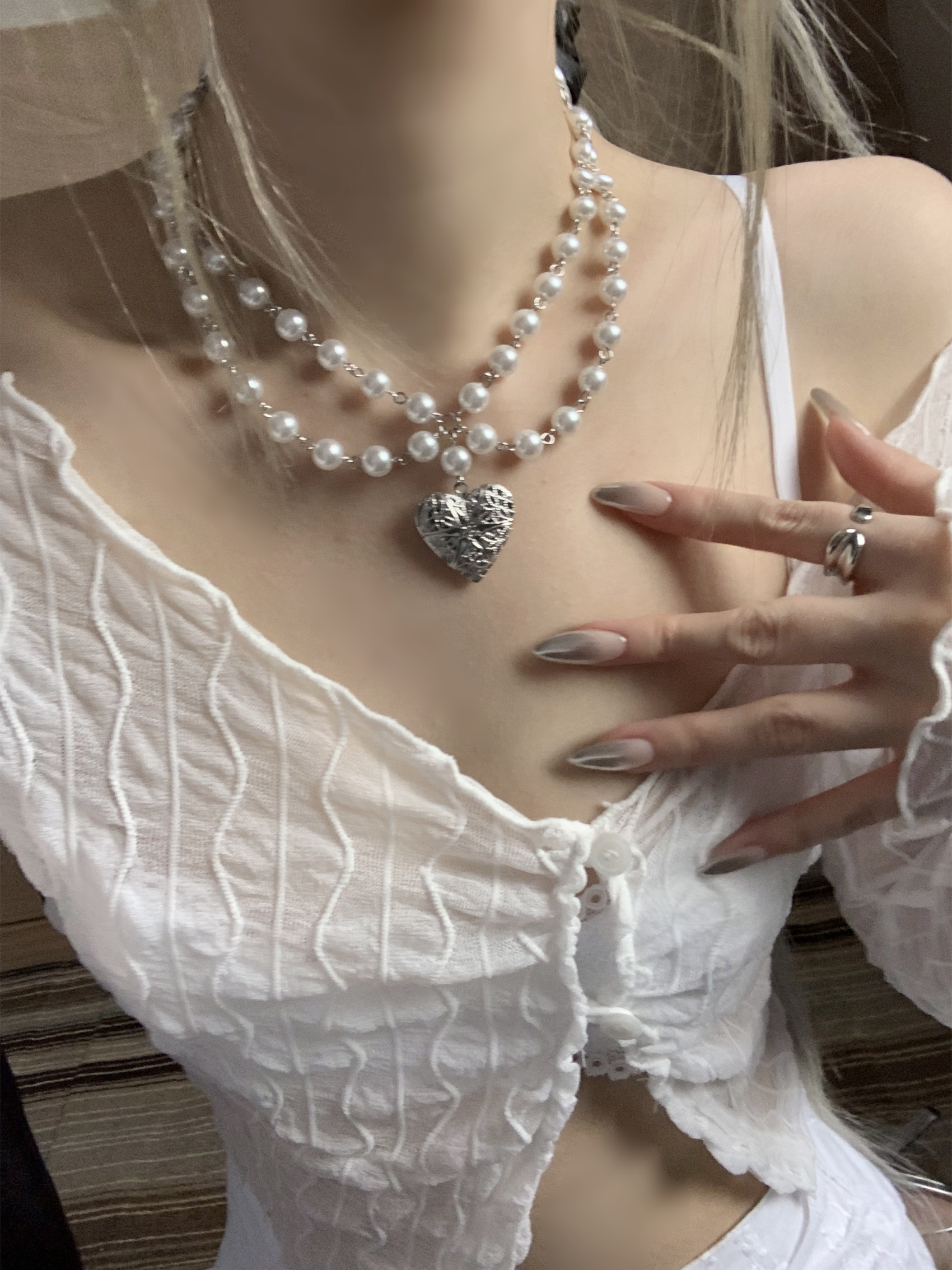 Poruti Pearl Heart Vintage Necklace