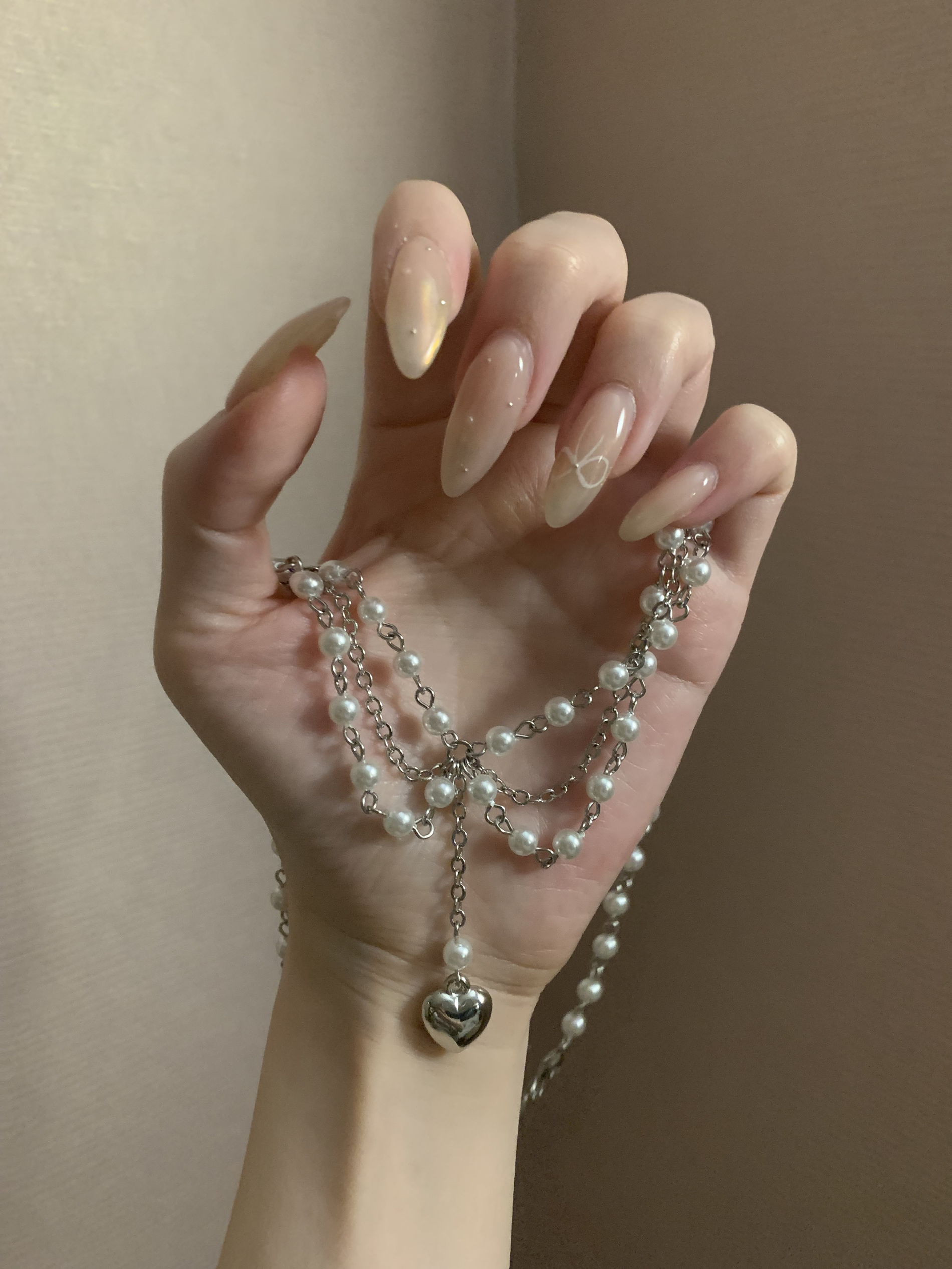 [only suzen] Rondo Double Heart Pearl Necklace