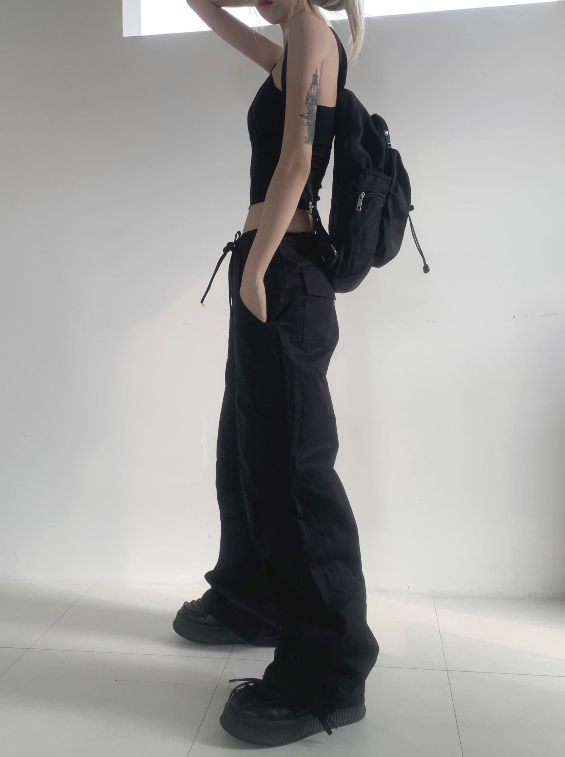 Siori String Two-Way Wide Pants ( Black ) ※당일발송